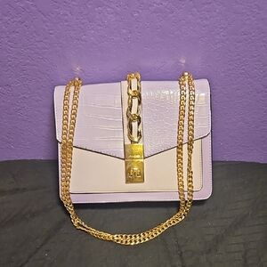 Aldo Lavender Crossbody Bag with Gold Chain